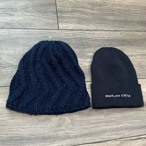 TWO NAVY WINTER HATS